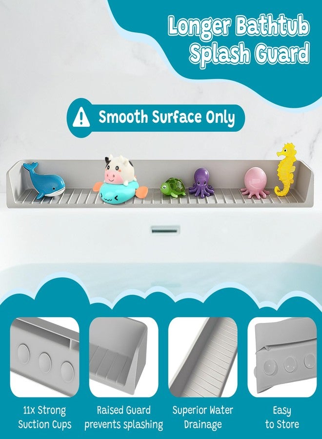 Taimimy Longer 2.6 Ft Bathtub Splash Guard for Tub, Silicone Water Splash Guard with Strong Suction Cups & Toy, Bath Toy Holder, No Mess Water Spill in Bathroom for Toddlers Kids Baby - Image 3